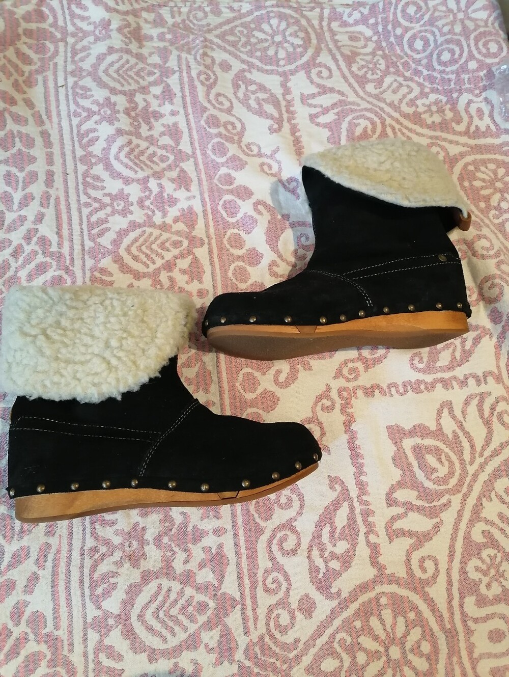 Sanita sherpa & suede boots  with wood sole